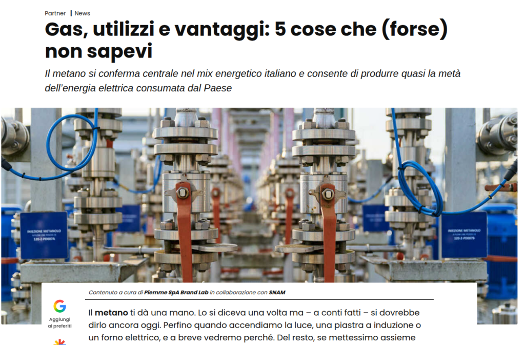 Gas utilizzi e vantaggi